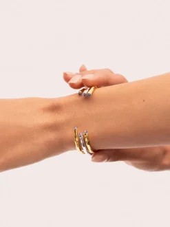 Brazalete Cane Cianita Baño Oro