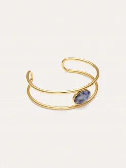 Brazalete Cianita Acero Baño Oro