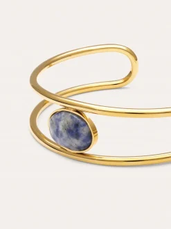 Brazalete Cianita Acero Baño Oro