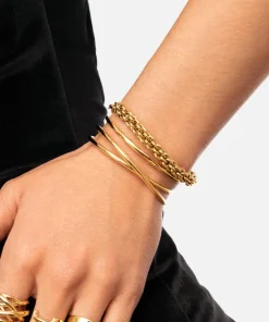Brazalete Cruzado Acero Baño Oro