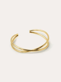 Brazalete Cruzado Acero Baño Oro