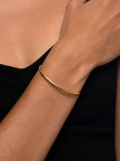 Brazalete Line Chain Acero Baño Oro