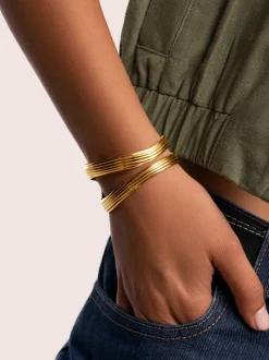 Brazalete Organic Sea Acero Baño Oro