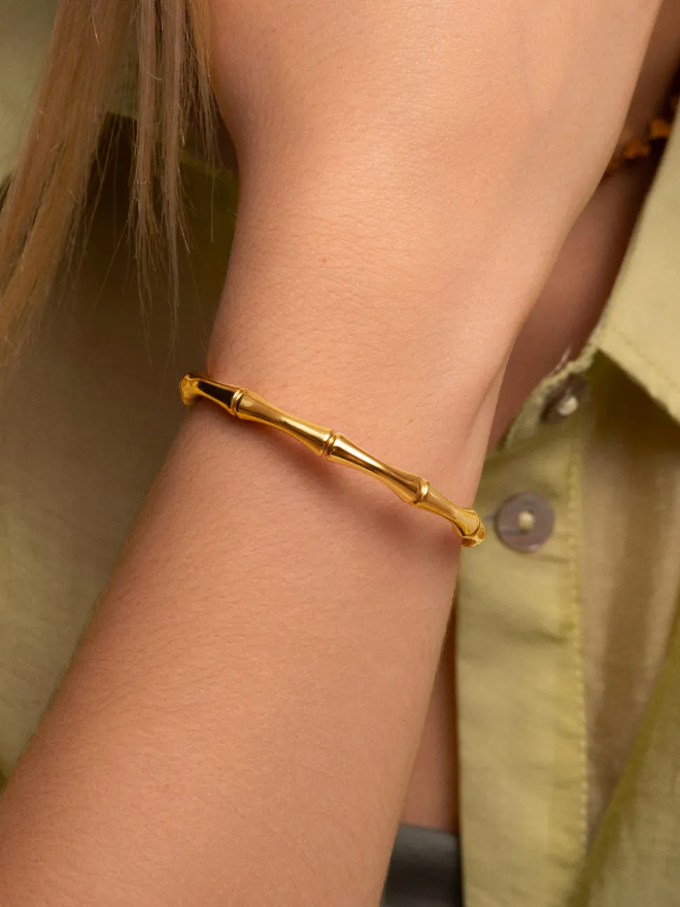 Brazalete Sugarcane Acero Baño Oro