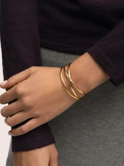 Brazalete Triple Diana Acero Baño Oro