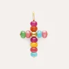 Charm Cruz Color Stones Acero Baño Oro