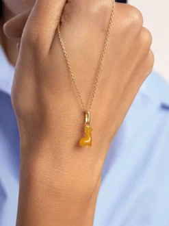 Charm Llama Stone Plata Baño Oro
