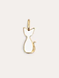 Charm Salem Gato Enamel White Baño Oro