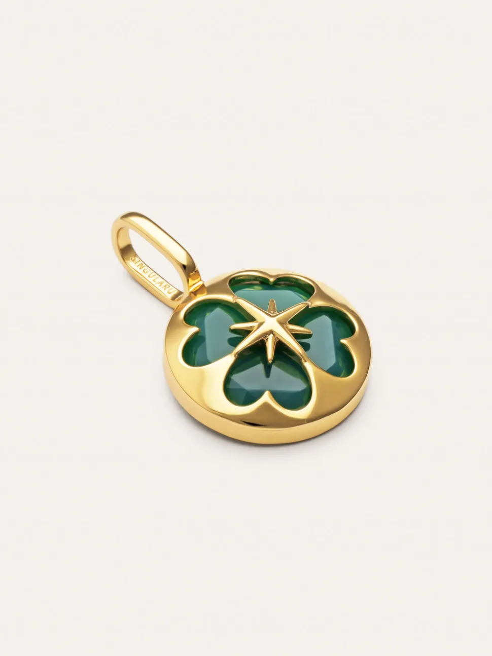 Charm Trébol Ágata Stone Baño Oro