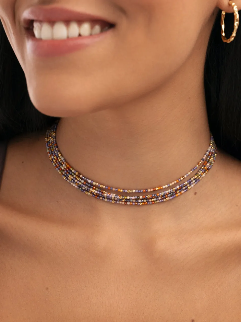 Choker Crystals Cleopatra Acero Baño Oro