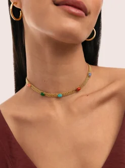 Choker Tape Stones Acero Baño Oro