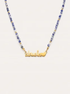 Collar Abuela Heart Cianita Acero Baño Oro