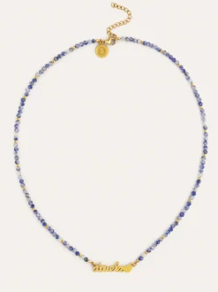Collar Abuela Heart Cianita Acero Baño Oro