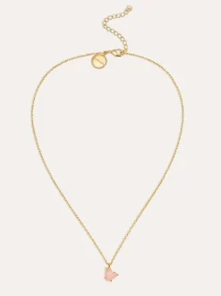 Collar Adorable Heart Pink Baño Oro