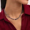 Collar Amulet Cianita Acero Baño Oro