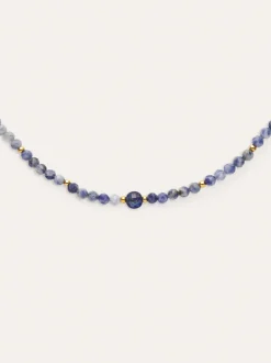 Collar Amulet Cianita Acero Baño Oro