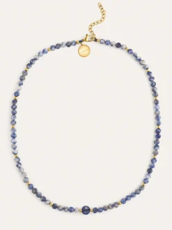 Collar Amulet Cianita Acero Baño Oro