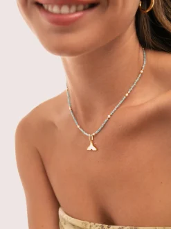Collar Azulina Acero Baño Oro