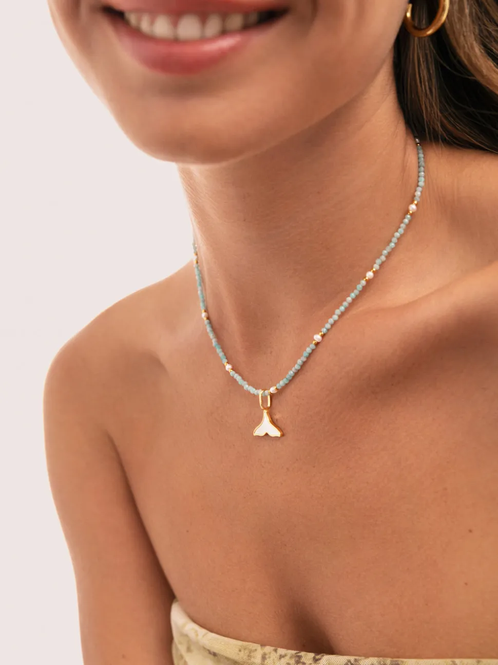 Collar Azulina Acero Baño Oro