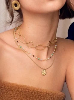 Collar Bling Rainbow Acero Baño Oro