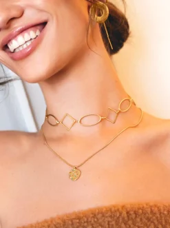 Collar Bling Rainbow Acero Baño Oro