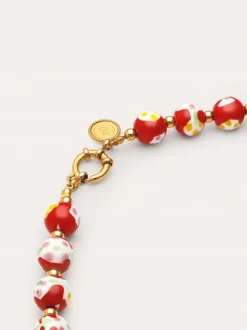 Collar Carmesí Acero Baño Oro