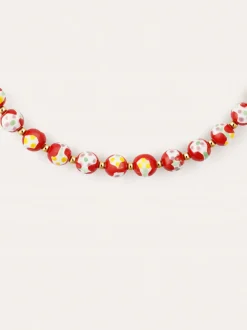 Collar Carmesí Acero Baño Oro
