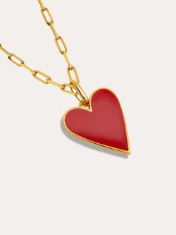 Collar Chic Lovely Heart Red Acero Baño Oro