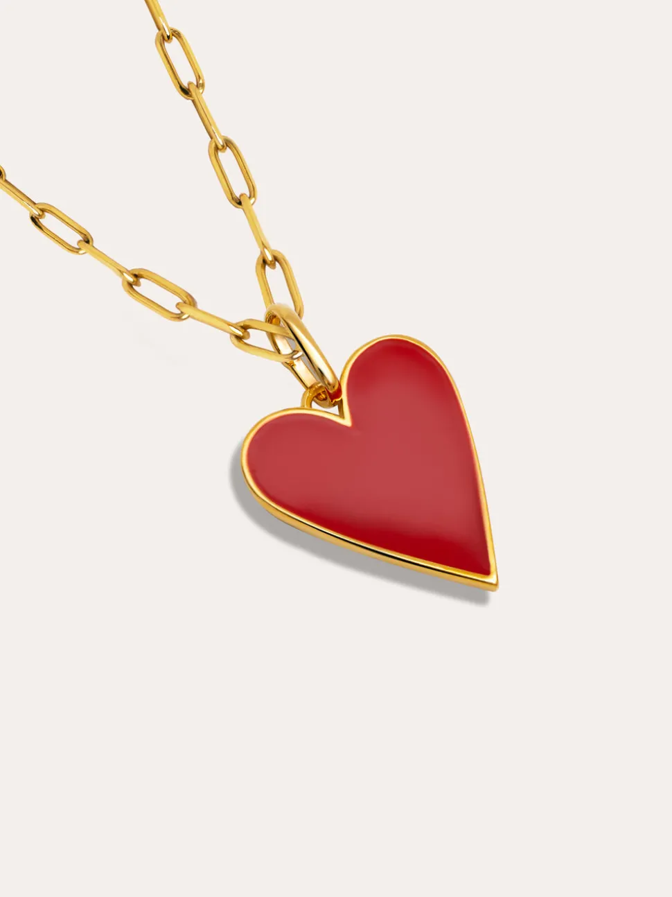 Collar Chic Lovely Heart Red Acero Baño Oro
