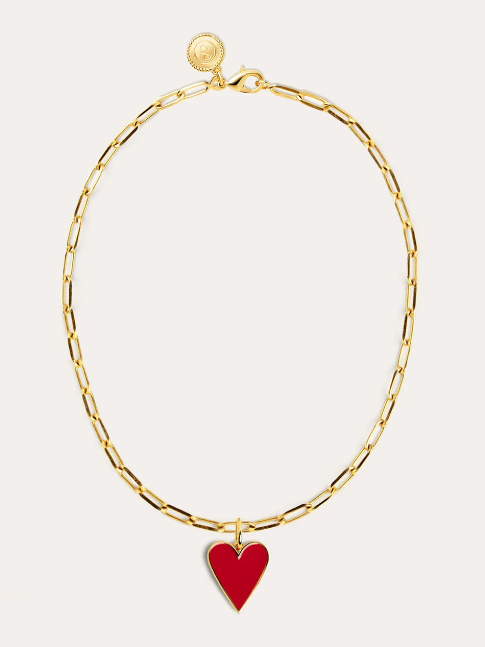 Collar Chic Lovely Heart Red Acero Baño Oro
