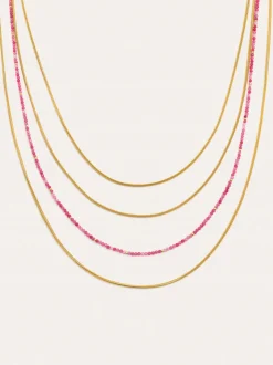 Collar Cleopatra Pink Acero Baño Oro