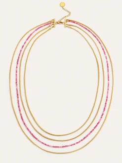 Collar Cleopatra Pink Acero Baño Oro