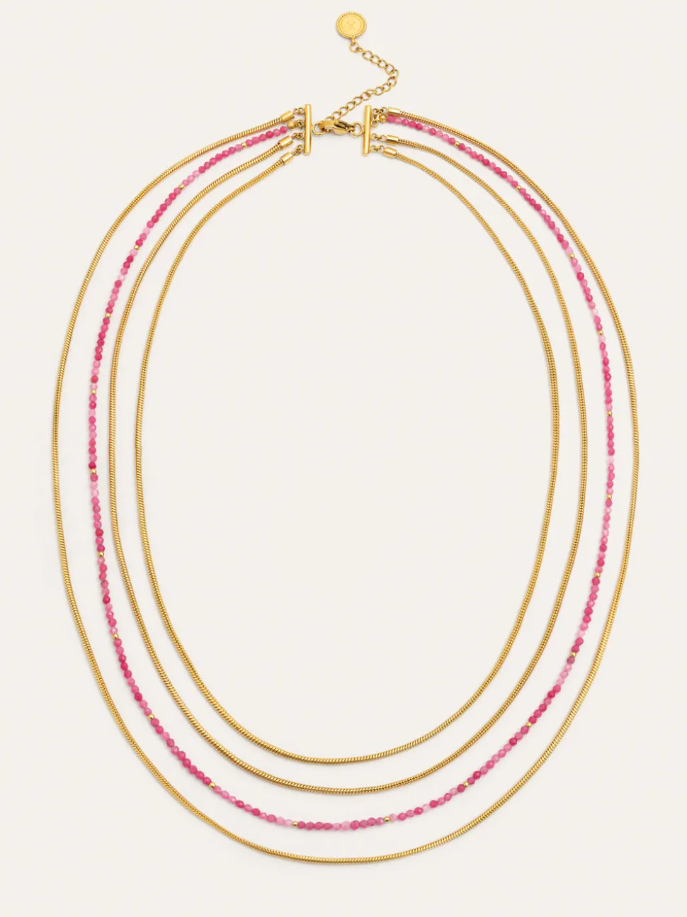 Collar Cleopatra Pink Acero Baño Oro