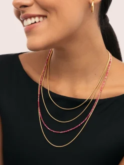 Collar Cleopatra Pink Acero Baño Oro