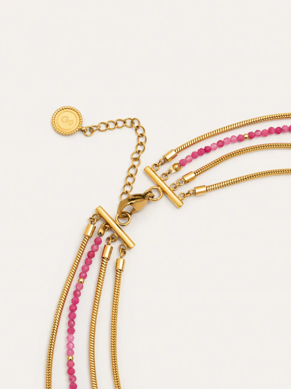 Collar Cleopatra Pink Acero Baño Oro