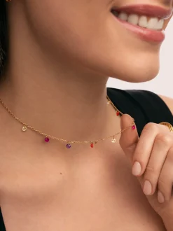 Collar Color Bits Acero Baño Oro