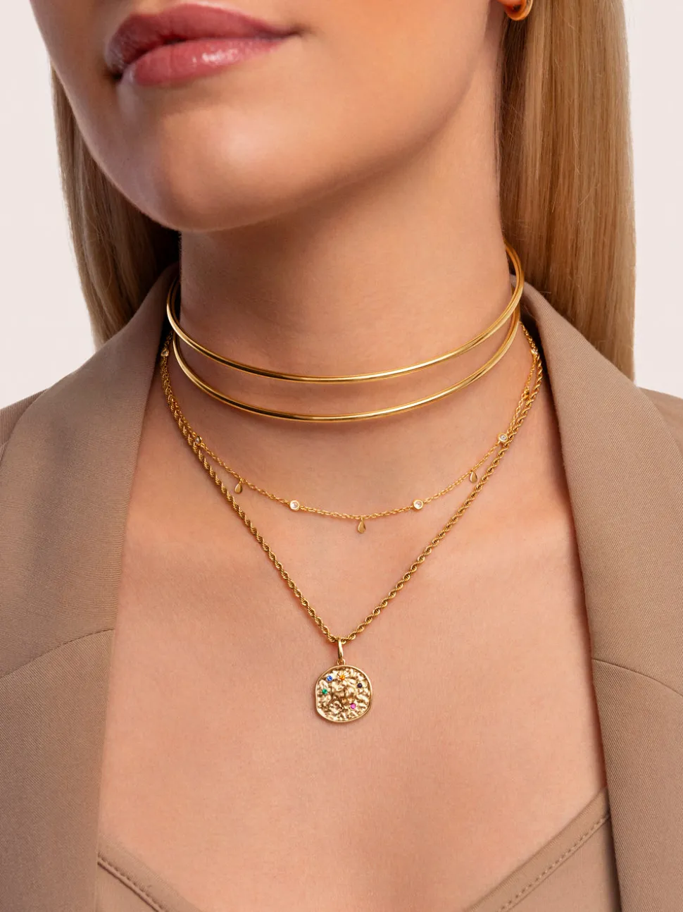 Collar Cord Acero Baño Oro