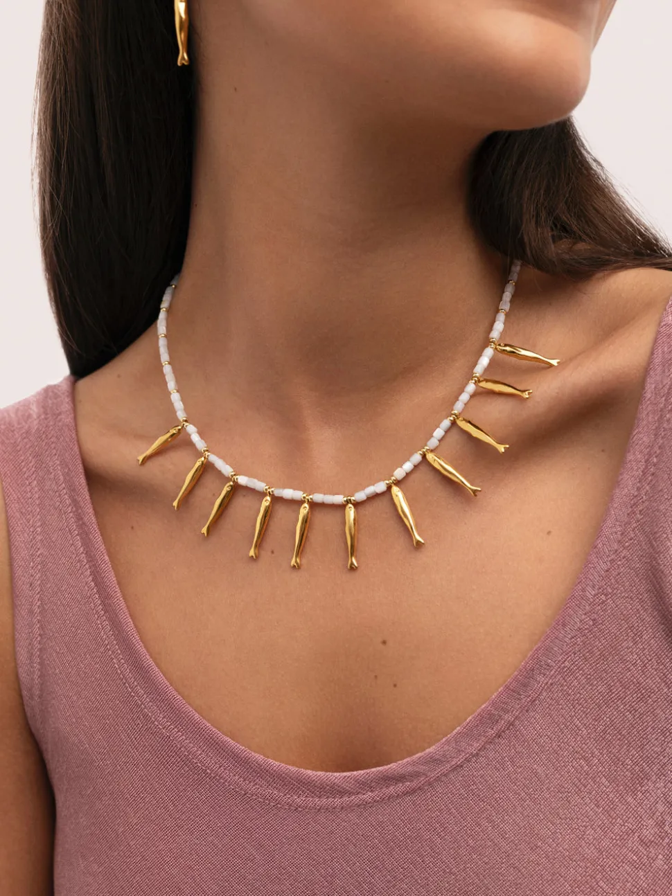 Collar Costa Acero Baño Oro