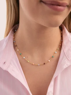 Collar Crystals Colors Acero Baño Oro