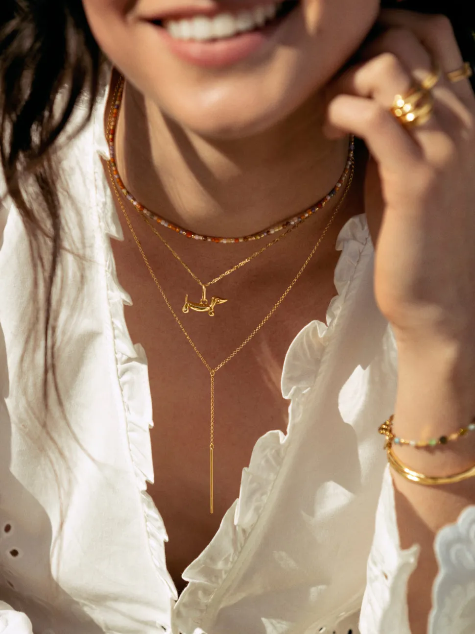 Collar Crystal Summer Acero Baño Oro