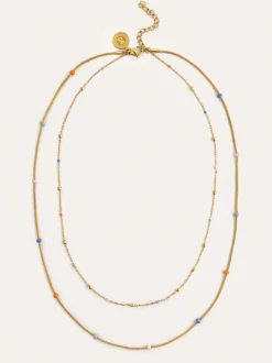 Collar Doble Carla Enamel Acero Baño Oro