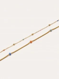 Collar Doble Carla Enamel Acero Baño Oro