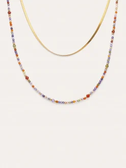 Collar Doble Crystals Lisse Acero Baño Oro