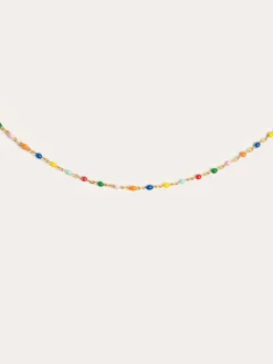 Collar Dots Colors Enamel Plata Baño Oro