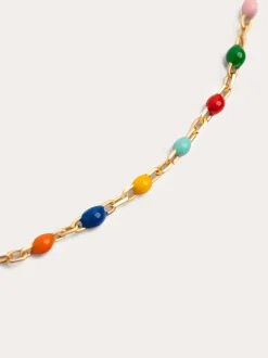 Collar Dots Colors Enamel Plata Baño Oro