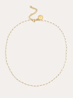 Collar Dots Enamel Blanco Acero Baño Oro