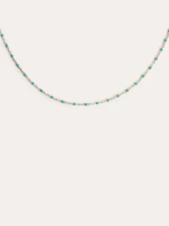 Collar Dots Turquoise Enamel Plata