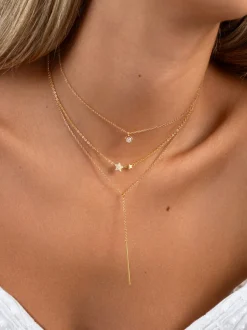 Collar Duo Stars Plata Baño Oro