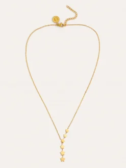 Collar Estela Y Acero Baño Oro