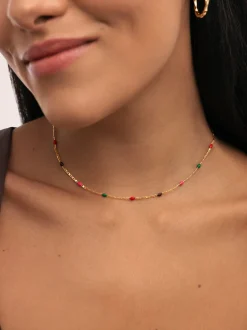 Collar Fine Enamel Miel Baño Oro